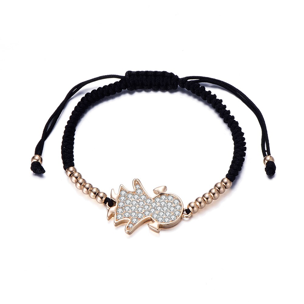 Vintage Adjustable Handmade Bracelet For Girl Gold/Silvery/Rose Crystal Cute Girl Braided Rope Chain Bracelet For Women Jewelry