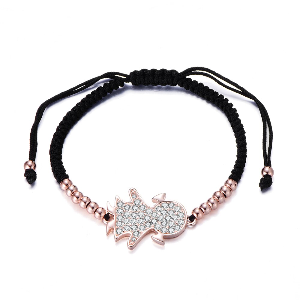 Vintage Adjustable Handmade Bracelet For Girl Gold/Silvery/Rose Crystal Cute Girl Braided Rope Chain Bracelet For Women Jewelry