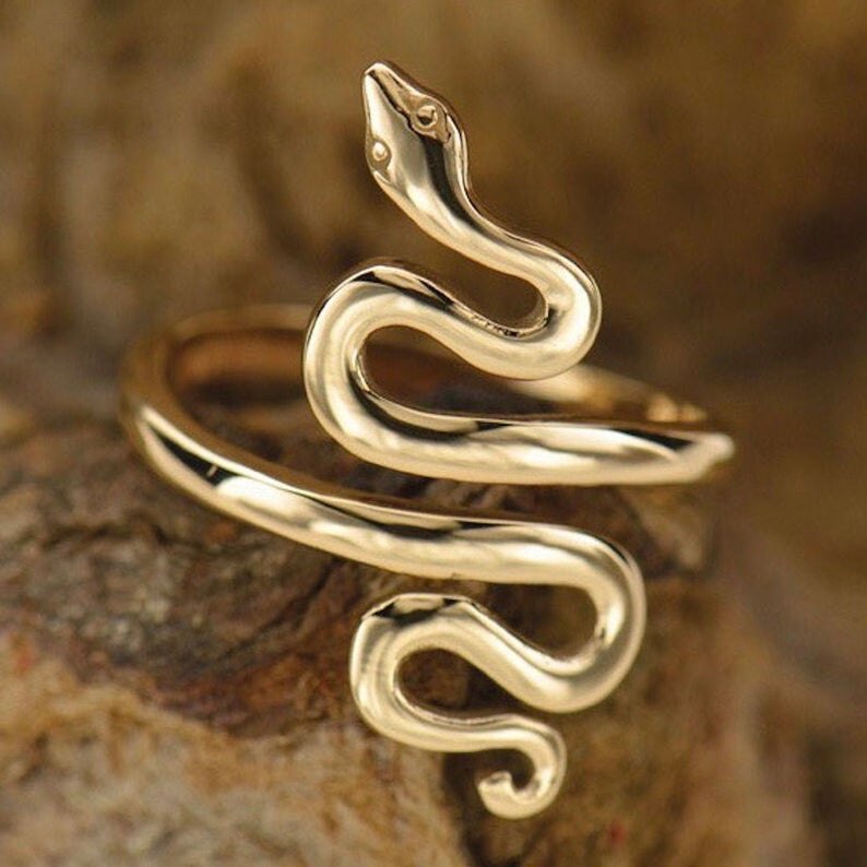 Vintage Adjustable Serpent Ring Gold Simple Snake Ring Punk Hip Hop Party  Jewelry Cobra Rings for Women Men