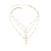 Vintage Alloy Round Pendant Three Layers Cross Pendant Necklace Set Women Jewelry Gift #263892