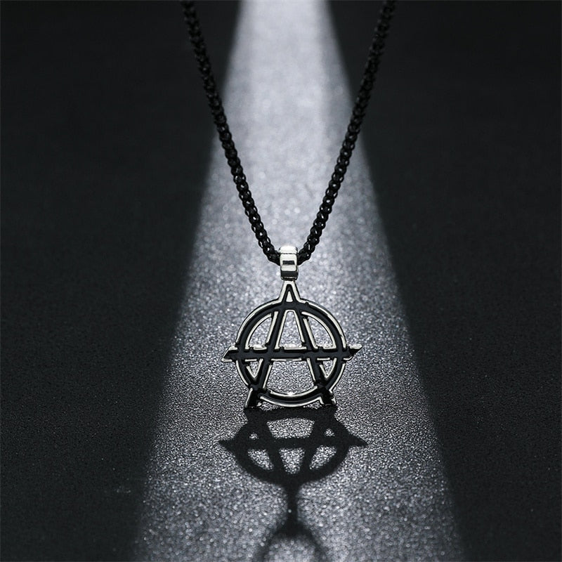 Vintage Anarchy Symbol Black Color Pendant Mens Boys Pendant Necklace Jewelry  Jewellery