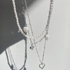 Vintage Baroque Irregular Pearl Choker Metal Heart Pendant Green Rhinestone Necklace for Women HUANZHI 2022 Wedding Jewelry