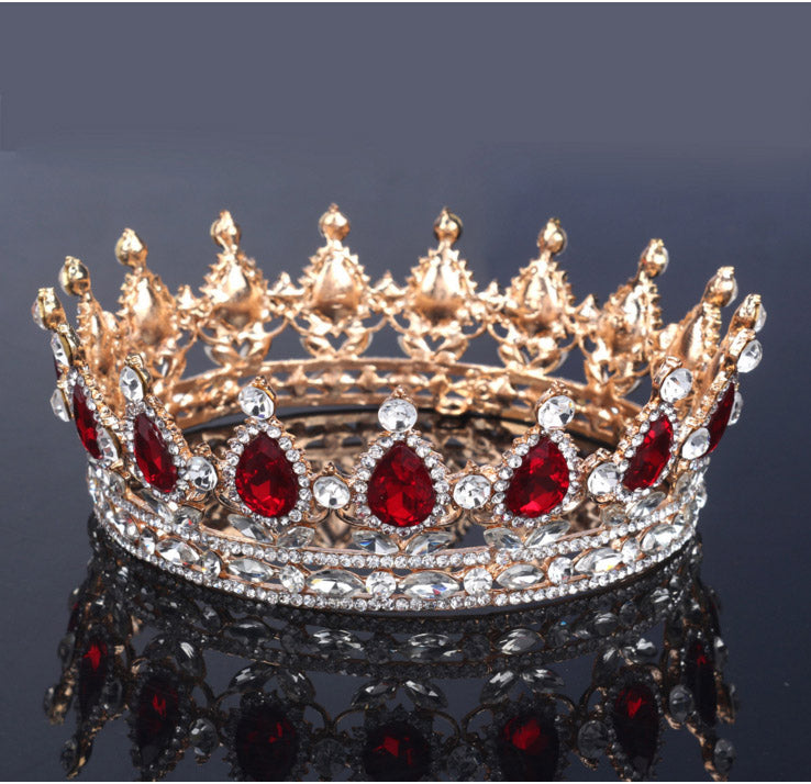 Vintage Baroque Queen King Bride Tiara Crown For Women Headdress Prom Bridal Wedding Tiaras and Crowns Hair Jewelry Accessories