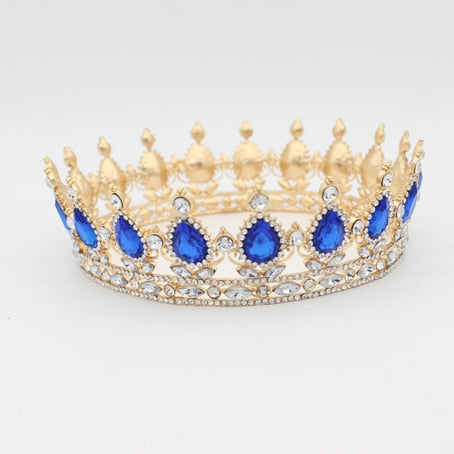 Vintage Baroque Queen King Bride Tiara Crown For Women Headdress Prom Bridal Wedding Tiaras and Crowns Hair Jewelry Accessories