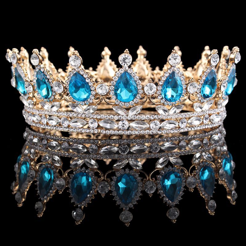 Vintage Baroque Queen King Bride Tiara Crown For Women Headdress Prom Bridal Wedding Tiaras and Crowns Hair Jewelry Accessories