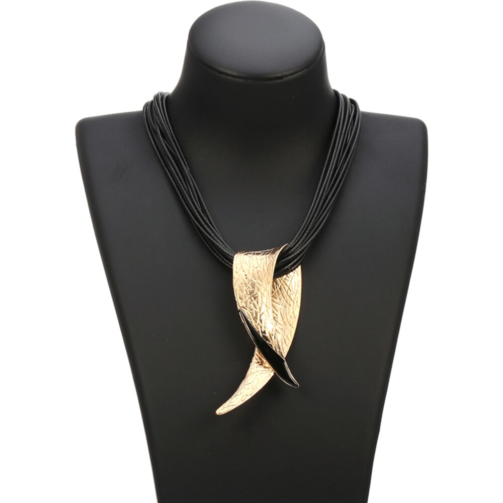 Vintage Big Gothic Pendant Ropes Necklace 12 P Multi Layer Black Rope Punk Woman Man Choker Necklace Kolye Biker Male Jewelry