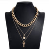 Vintage Bohemian Multilayer Ladies Necklace For Women Gold Chain Key Lock Pendant Long Chain Necklace Jewelry Trends New