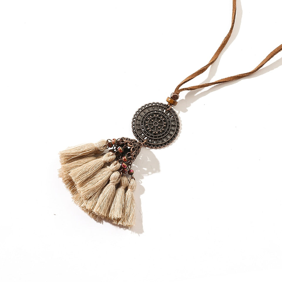 Vintage Boho Gypsy Ethinic Tassel Pendant Necklace for Women Female 2021 Neck Chraming Jewelry Accessories Gift Present