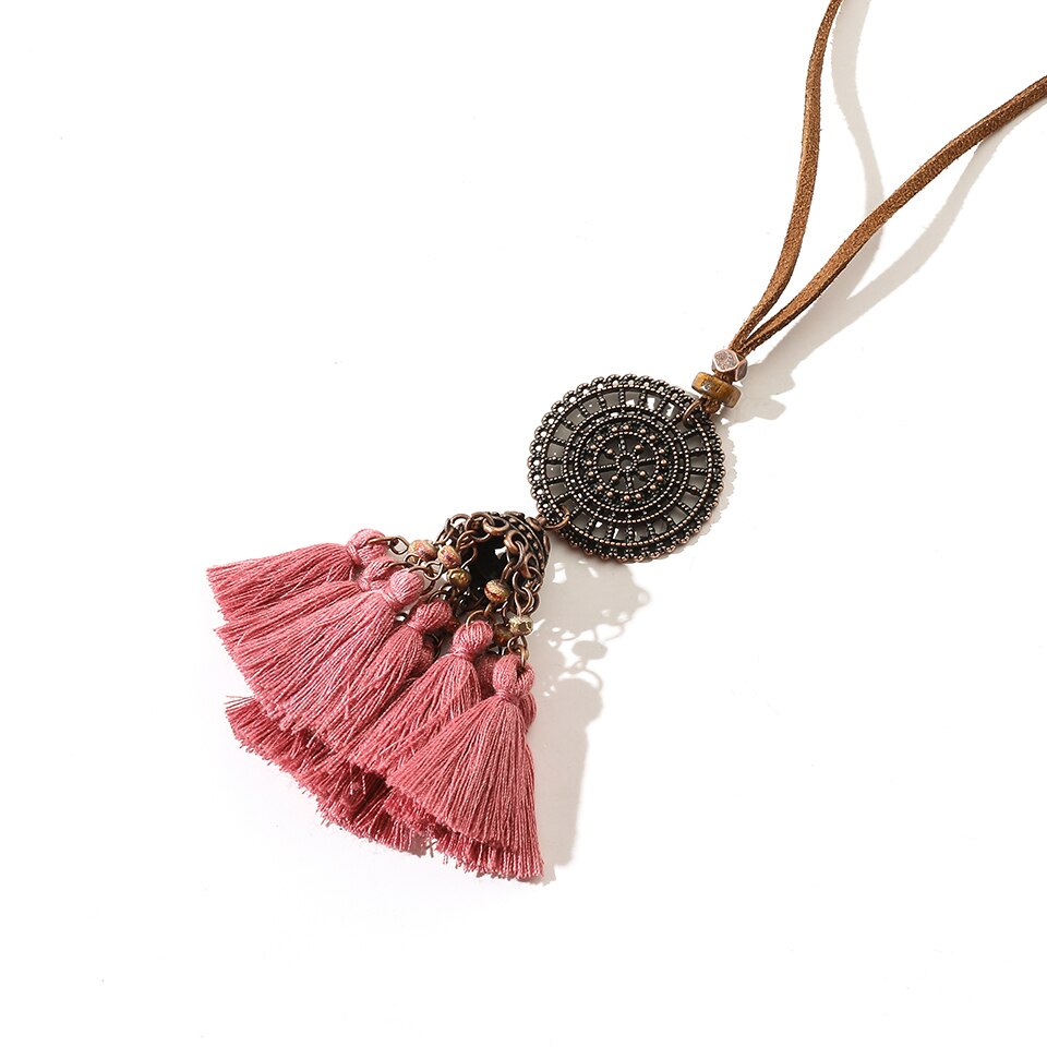 Vintage Boho Gypsy Ethinic Tassel Pendant Necklace for Women Female 2021 Neck Chraming Jewelry Accessories Gift Present