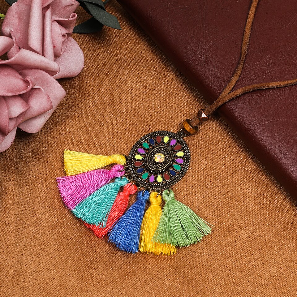 Vintage Boho Gypsy Ethinic Tassel Pendant Necklace for Women Female 2021 Neck Chraming Jewelry Accessories Gift Present