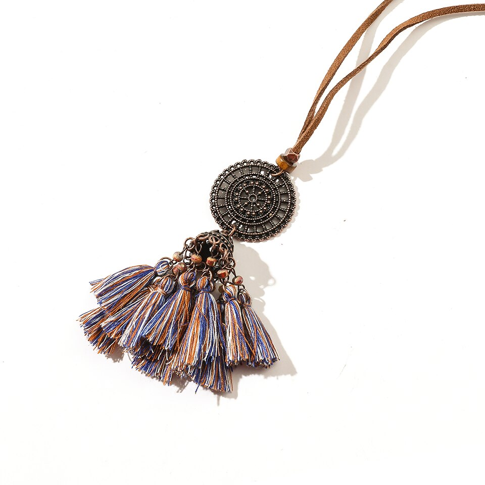 Vintage Boho Gypsy Ethinic Tassel Pendant Necklace for Women Female 2021 Neck Chraming Jewelry Accessories Gift Present