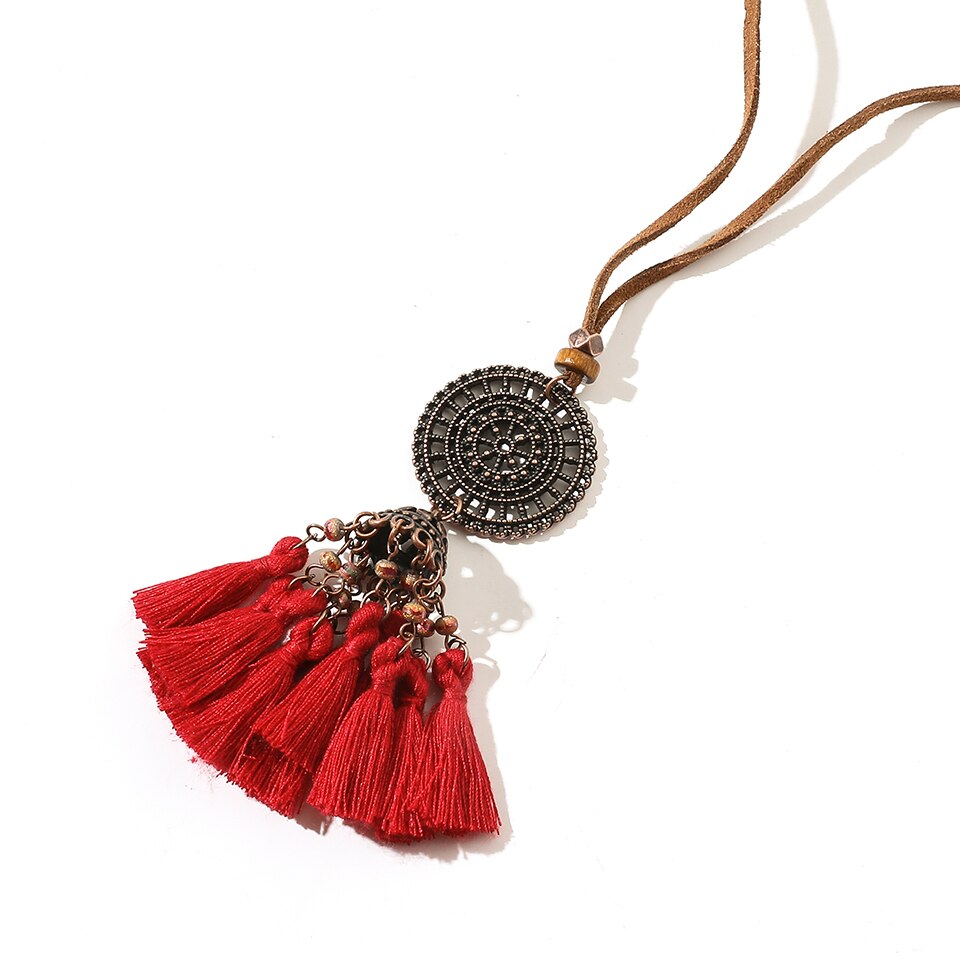 Vintage Boho Gypsy Ethinic Tassel Pendant Necklace for Women Female 2021 Neck Chraming Jewelry Accessories Gift Present