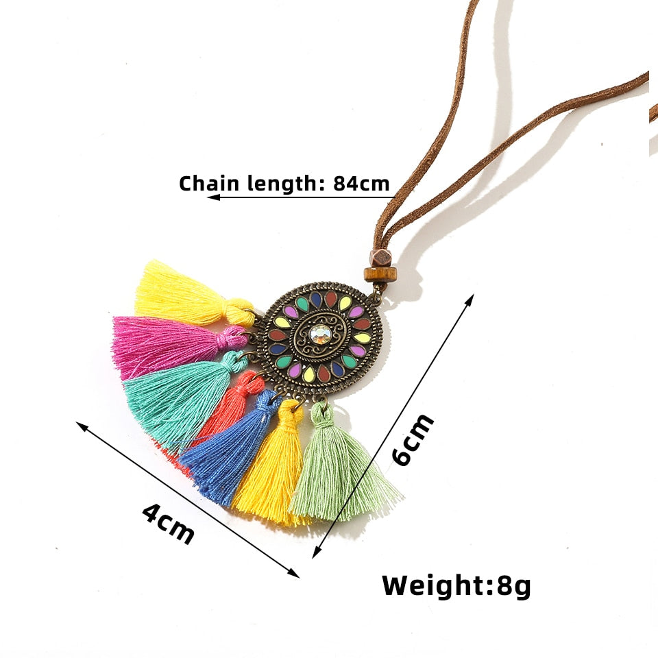 Vintage Boho Gypsy Ethinic Tassel Pendant Necklace for Women Female 2021 Neck Chraming Jewelry Accessories Gift Present