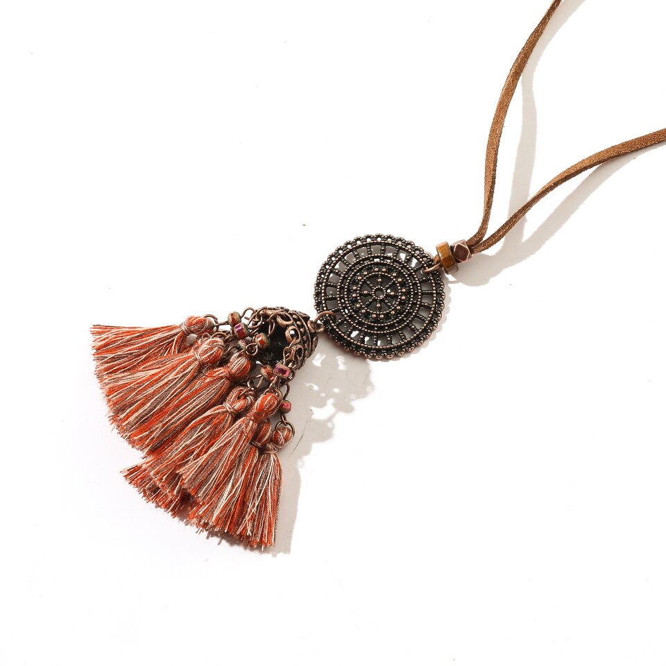 Vintage Boho Gypsy Ethinic Tassel Pendant Necklace for Women Female 2021 Neck Chraming Jewelry Accessories Gift Present