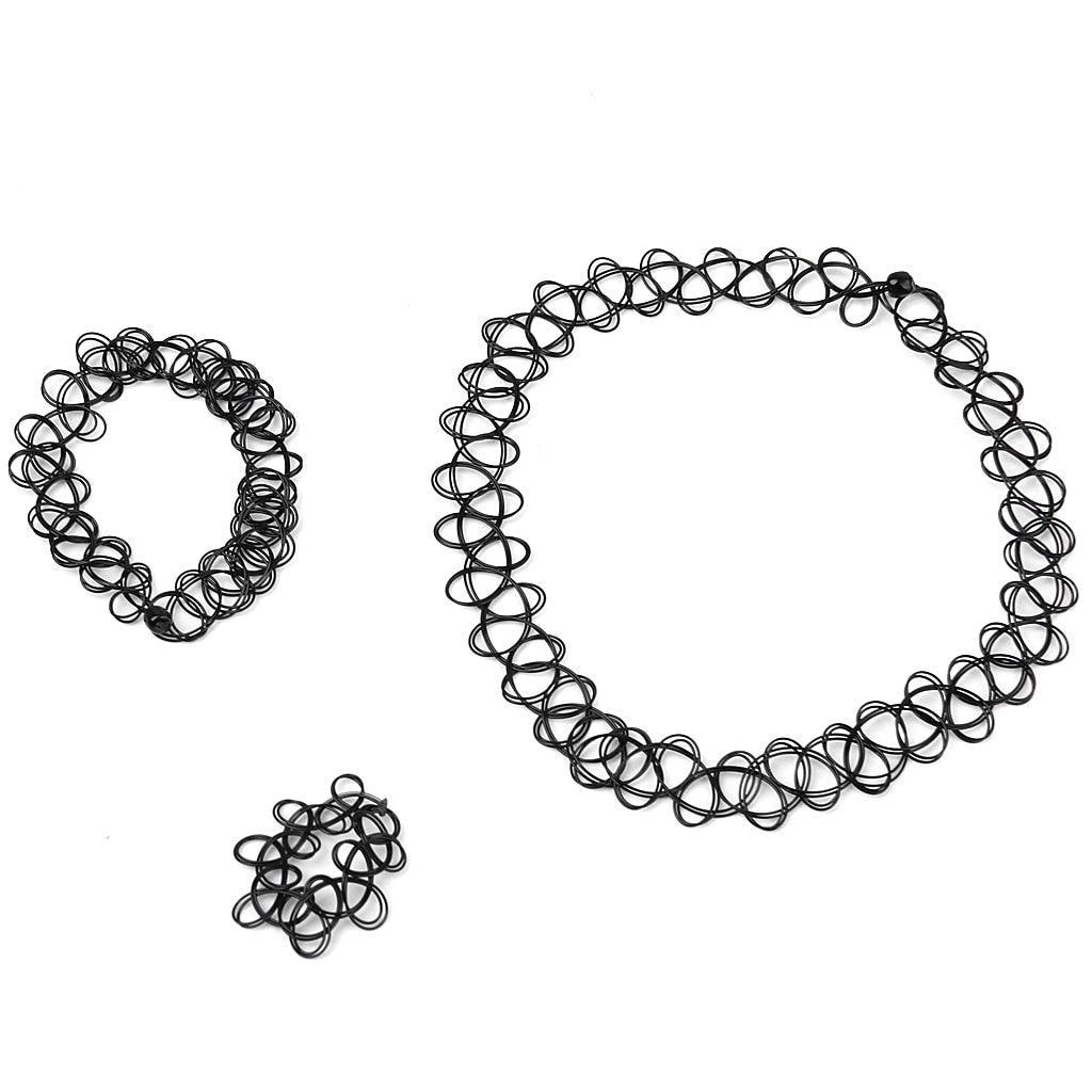 Vintage Boho Tattoo Choker Elastic Stretch Necklace Set Retro Henna