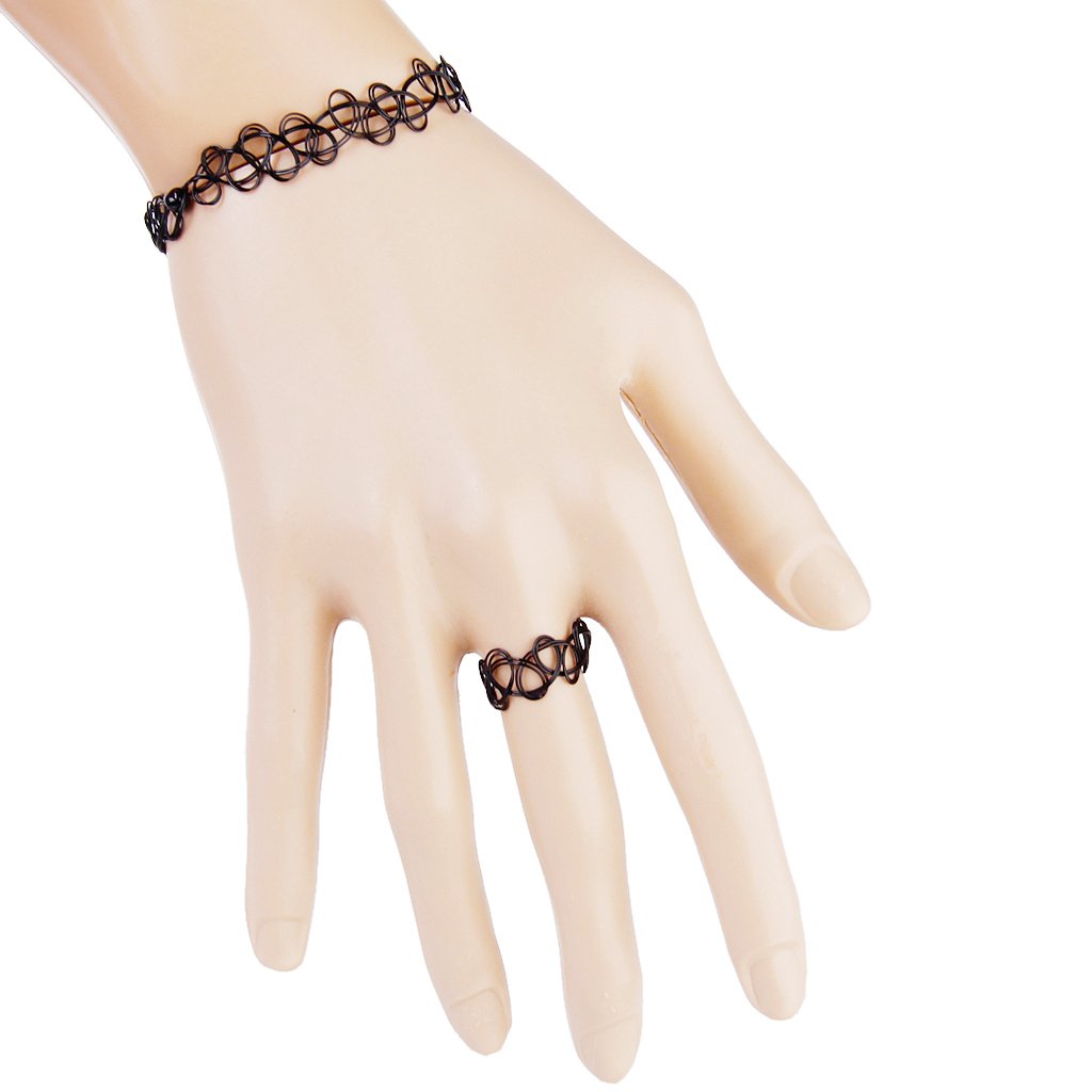 Vintage Boho Tattoo Choker Elastic Stretch Necklace Set Retro Henna