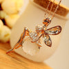 Vintage Butterfly Fairy Pendant Necklace Women Sweater Chain Necklace Charm Crystal Angel Wing Necklace Party Jewelry
