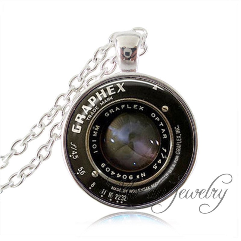 Vintage Camera Lens Choker Necklace Bronze Chain Camera Pendant Necklace Glass Dome Camera Lover Pendant Photographer Gift