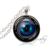 Vintage Camera Lens Choker Necklace Bronze Chain Camera Pendant Necklace Glass Dome Camera Lover Pendant Photographer Gift