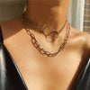 Vintage Carved Coin Thick Chain OT Buckle Necklace Bohemian Punk Metal Coin Collar Choker Necklace  Women Punk Jewelry