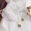 Vintage Carved Gold Coin Necklace for Women Bohemian Round Coins Choker Pendant Neck Chain Boho Jewelry Necklaces