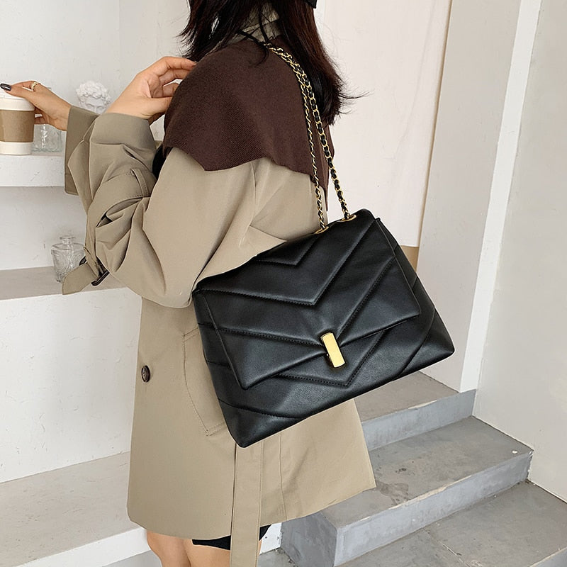 Vintage Chain Designer PU Leather Crossbody Bags For Women 2022 Winter
