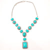 Vintage Chain Green Stone Tribal Necklaces Geometric Tibetan Silver Pendant for Women Jewelry Statement Necklaces