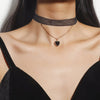 Vintage Choker Golden Chain Pearl Heart Pendant Necklace for Women Sexy Black Velvet Neck Collar Jewelry Lover's Gift