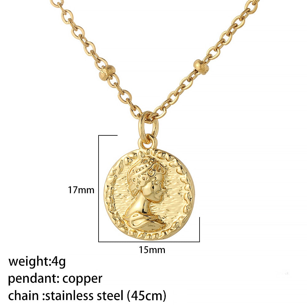 Vintage Coin Necklace for Women Men Gold Long Chain Boho Neckalce Gold Collar Punk Choker Jewelry 2022 Couple Gift