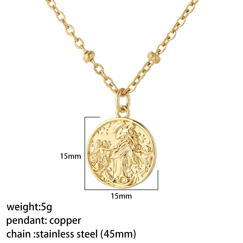Vintage Coin Necklace for Women Men Gold Long Chain Boho Neckalce Gold Collar Punk Choker Jewelry 2022 Couple Gift