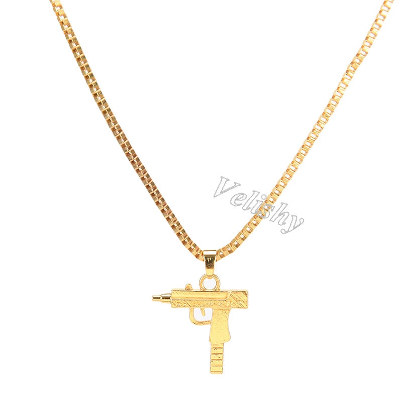 Vintage Collier Jewelry Charm Collares Bijoux Men Women Punk Jewelry hop Neck Pist Uzi Gun Choker Pendant&Necklace Chain