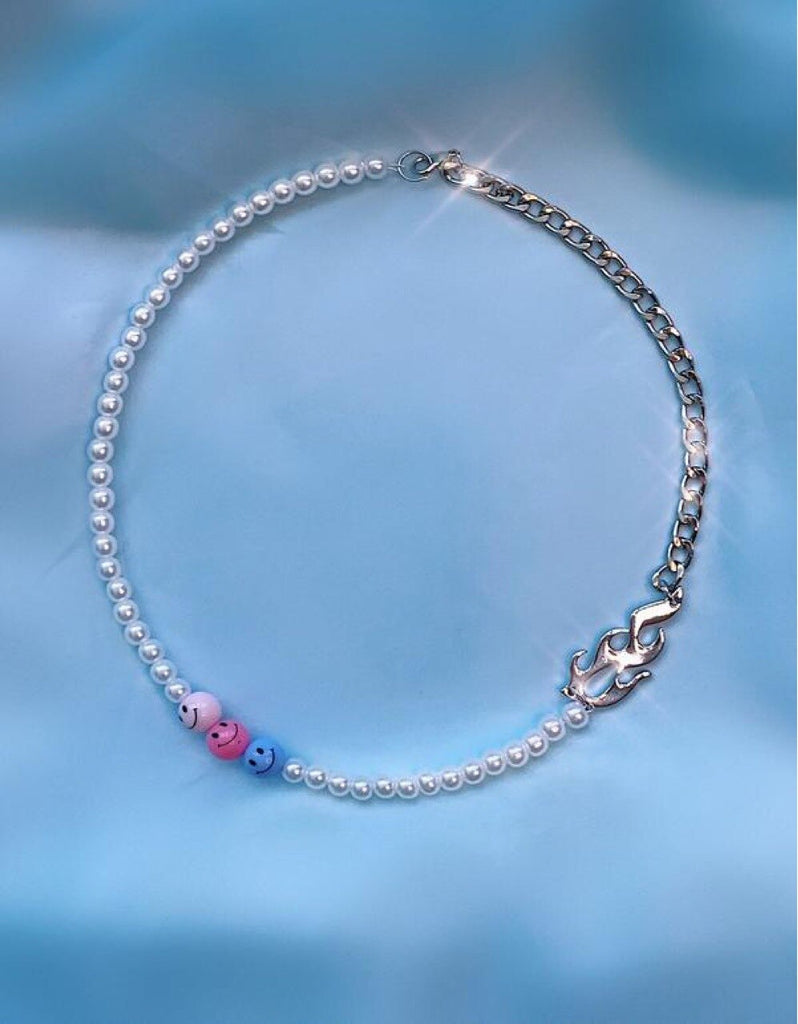 Vintage Creative Pearl Flame Chains Choker Necklaces for Men Women Korean Party Jewelry Hip Hop Strand Necklace Gift New