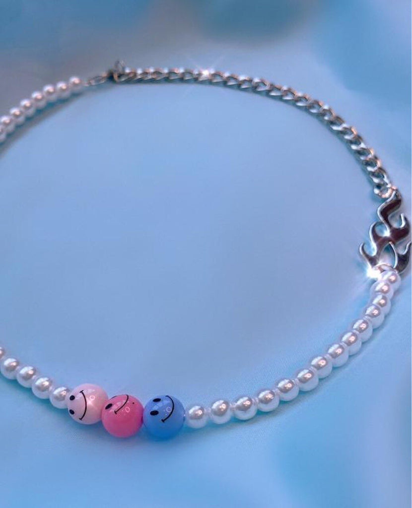 Vintage Creative Pearl Flame Chains Choker Necklaces for Men Women Korean Party Jewelry Hip Hop Strand Necklace Gift New