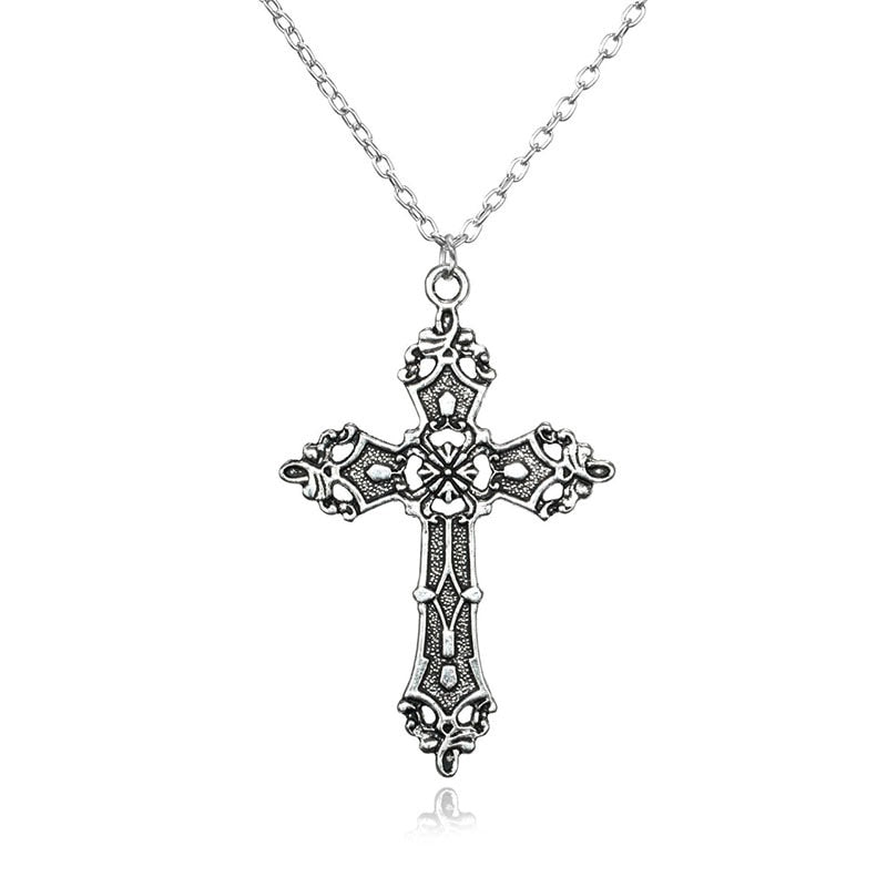 Vintage Cross Pendant Necklace For Women Men Gift Long Chain Punk Goth Jewelry Accessories Choker Gothic