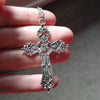 Vintage Cross Pendant Necklace For Women Men Gift Long Chain Punk Goth Jewelry Accessories Choker Gothic