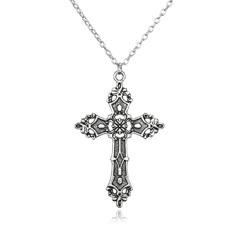 Vintage Cross Pendant Necklace For Women Men Gift Long Chain Punk Goth Jewelry Accessories Choker Gothic