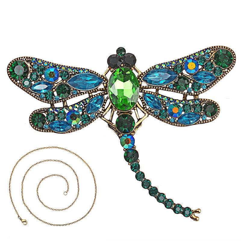 Vintage Crystal Dragonfly Necklace For Women Collar Pins Dragonfly Pendant Jewelry accessories enamel epacket drop shipping