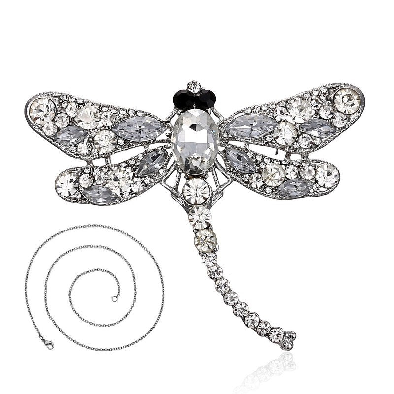 Vintage Crystal Dragonfly Necklace For Women Collar Pins Dragonfly Pendant Jewelry accessories enamel epacket drop shipping