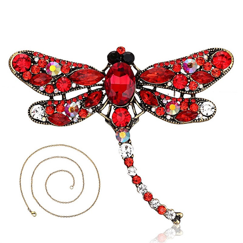 Vintage Crystal Dragonfly Necklace For Women Collar Pins Dragonfly Pendant Jewelry accessories enamel epacket drop shipping