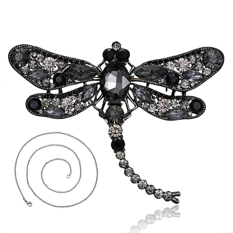 Vintage Crystal Dragonfly Necklace For Women Collar Pins Dragonfly Pendant Jewelry accessories enamel epacket drop shipping