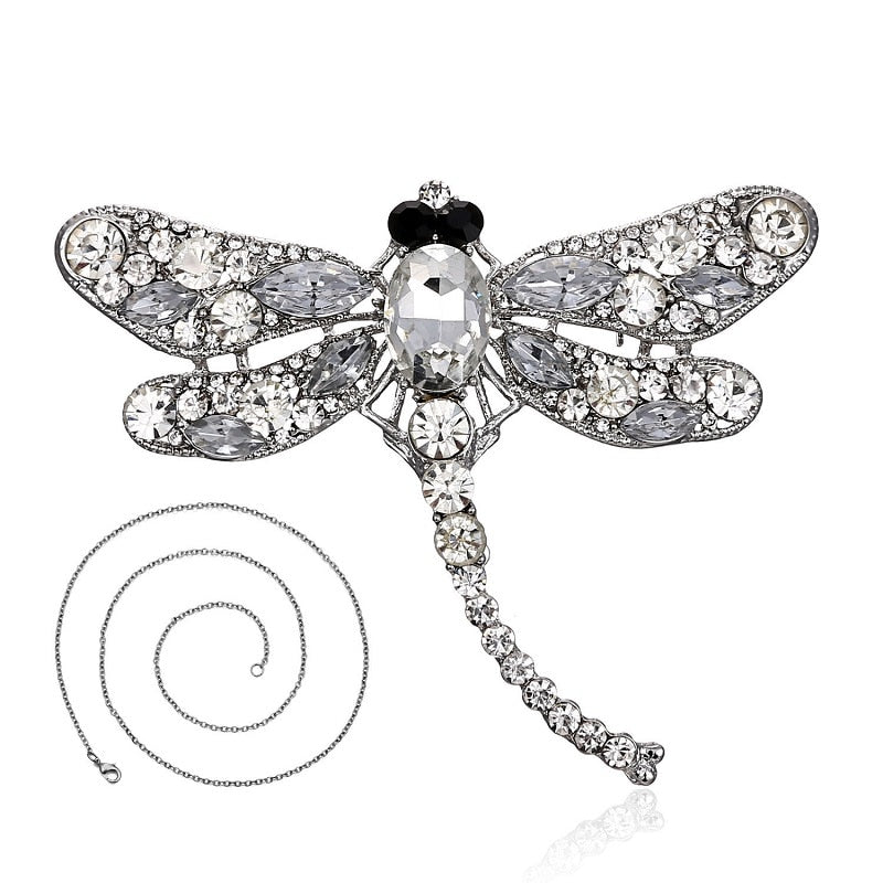 Vintage Crystal Dragonfly Necklace For Women Collar Pins Dragonfly Pendant Jewelry accessories enamel epacket drop shipping