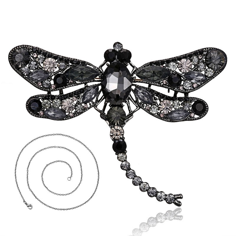 Vintage Crystal Dragonfly Necklace For Women Collar Pins Dragonfly Pendant Jewelry accessories enamel epacket drop shipping