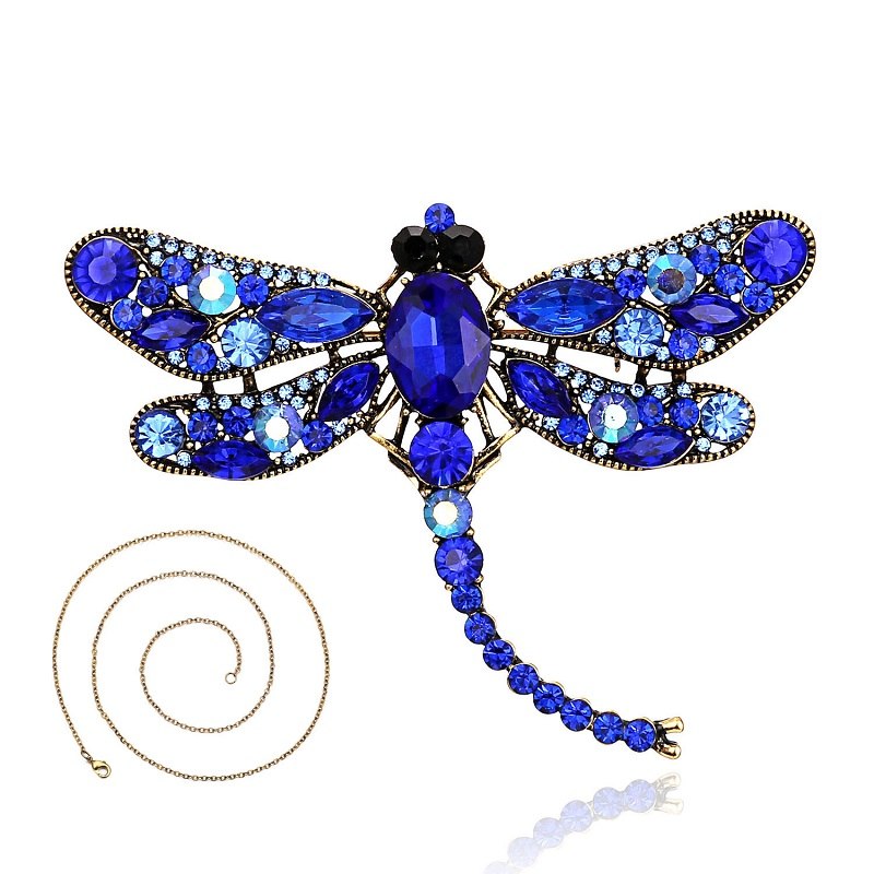 Vintage Crystal Dragonfly Necklace For Women Collar Pins Dragonfly Pendant Jewelry accessories enamel epacket drop shipping