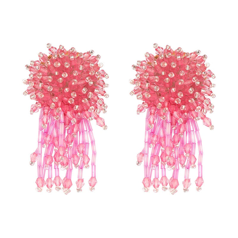 Vintage Crystal Earring For Women Statement Jewelry Girls Handmade Beads Boho Tassels Fringe Earrings brincos