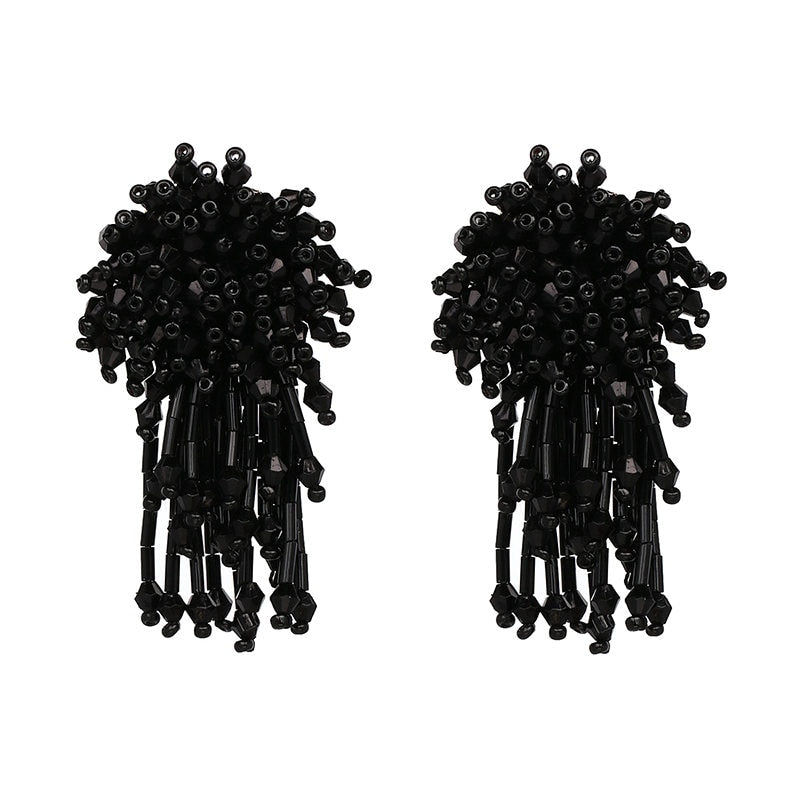 Vintage Crystal Earring For Women Statement Jewelry Girls Handmade Beads Boho Tassels Fringe Earrings brincos