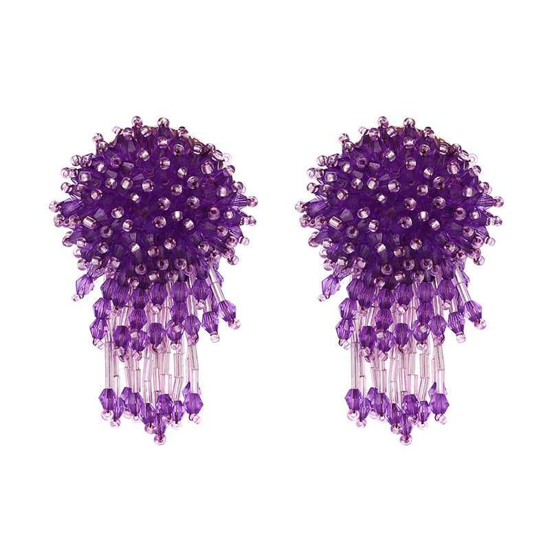 Vintage Crystal Earring For Women Statement Jewelry Girls Handmade Beads Boho Tassels Fringe Earrings brincos