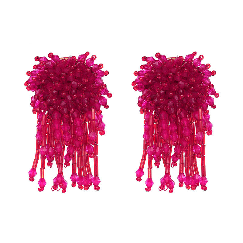 Vintage Crystal Earring For Women Statement Jewelry Girls Handmade Beads Boho Tassels Fringe Earrings brincos