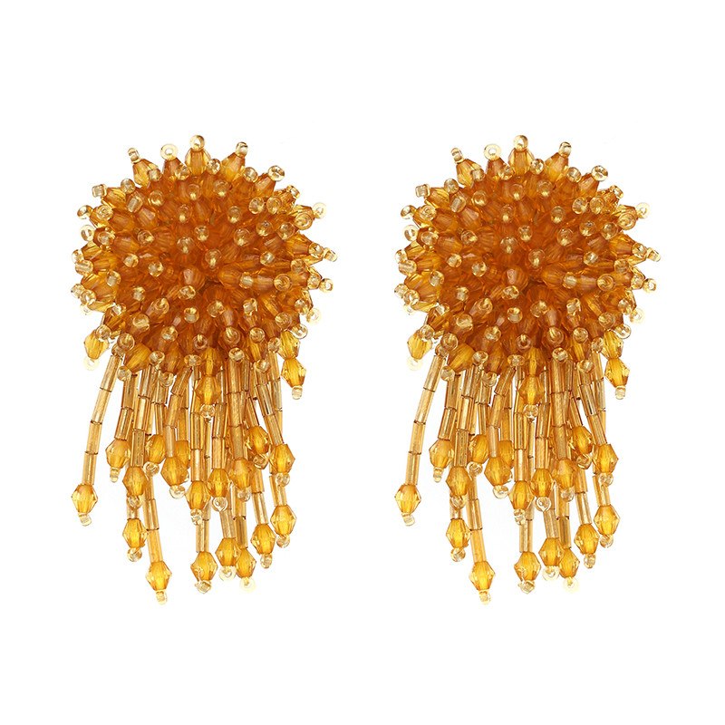 Vintage Crystal Earring For Women Statement Jewelry Girls Handmade Beads Boho Tassels Fringe Earrings brincos