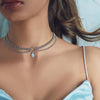 Vintage Double Chain Opal Pendant Choker Necklace For Women Girl Collar Aesthetic Goth Necklaces Christmas Halloween Party Jewe