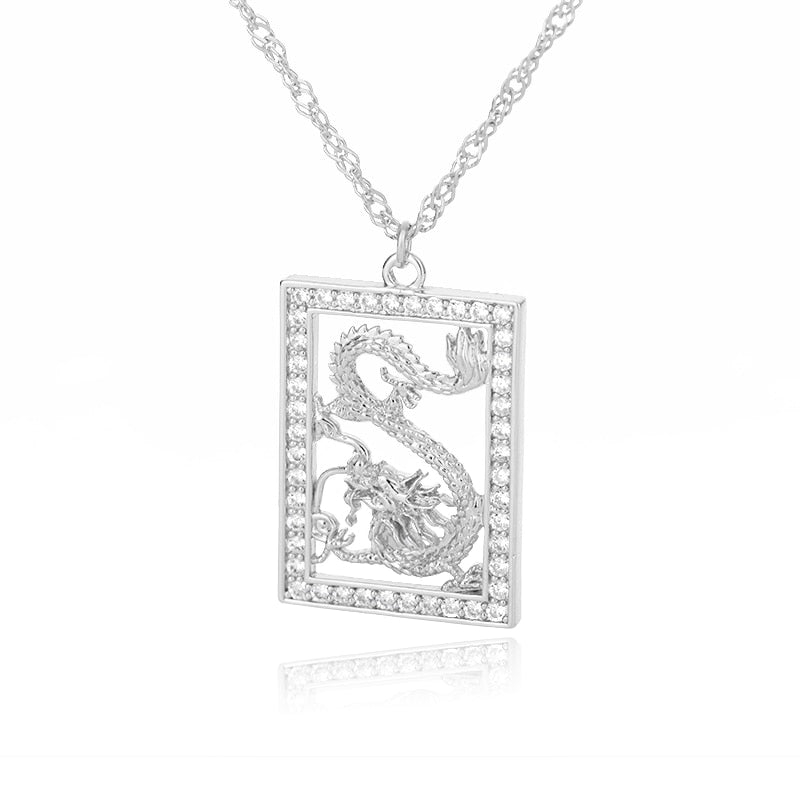 Vintage Dragon Pendant Necklaces for Women Men Stainless Steel Gold Choker Cubic Zirconia Necklace Mascot Ornaments Jewelry Gift